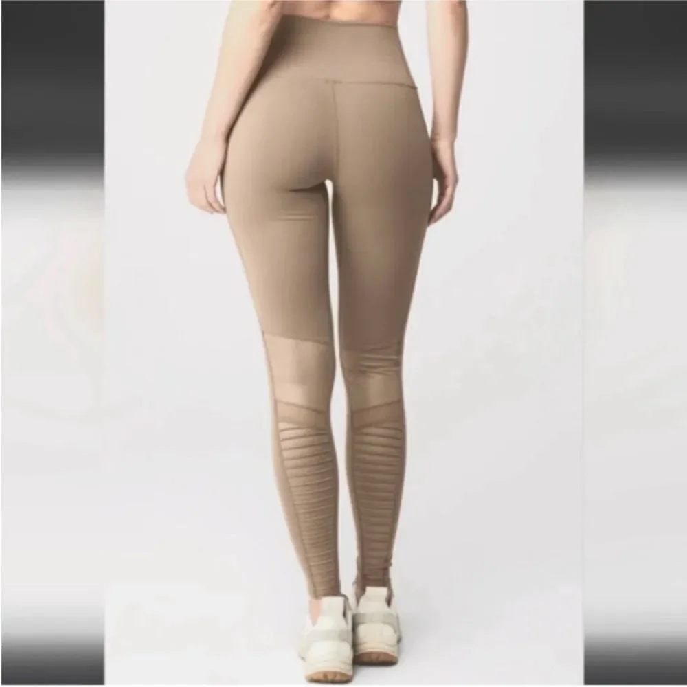 ALO YOGA | Tan Moto High Rise Full Length Leggings Women’s Size Small
